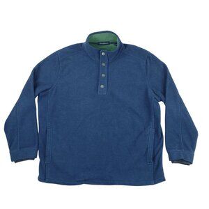 Tommy Bahama Men XXL Pull Over 1/4 Snap Fleece Lined Knit Sweatshirt Blue
